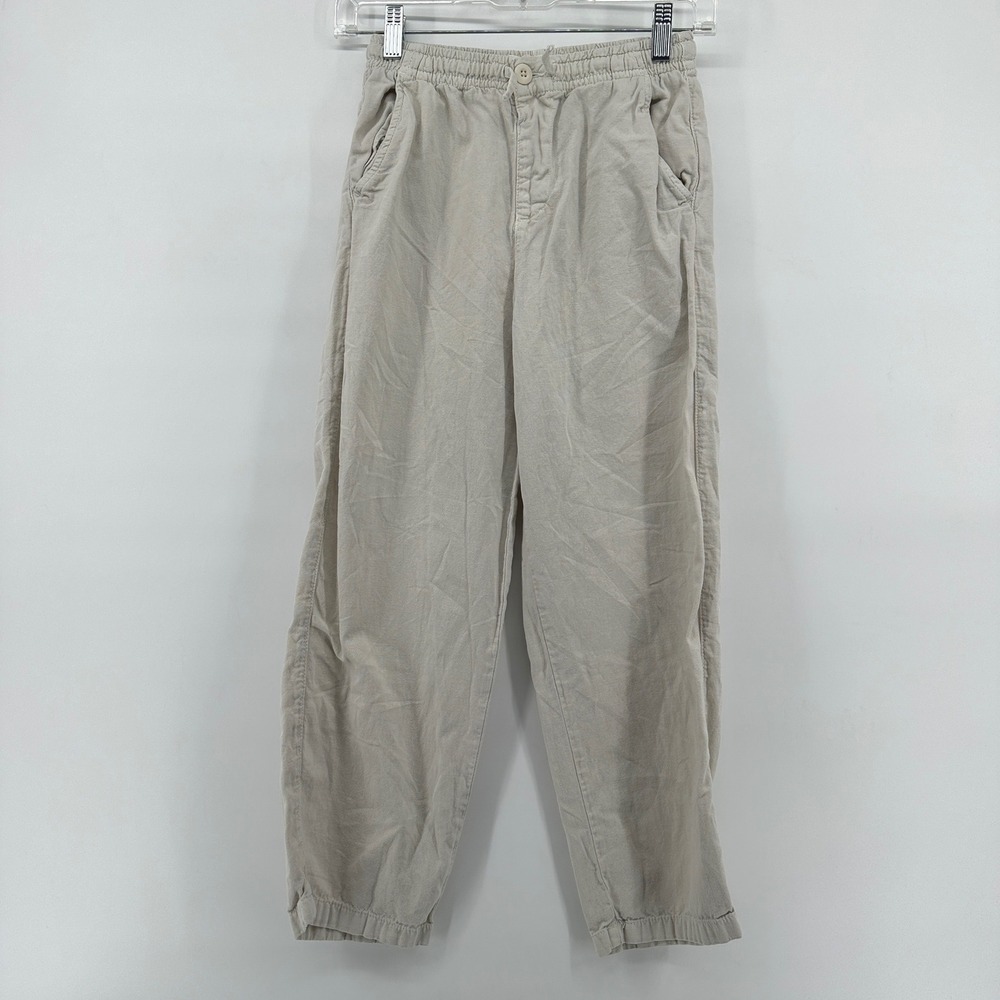 Zara Kids Beige Cotton Linen Blend Elastic Waist Jogger Pants Size 9-10Y
